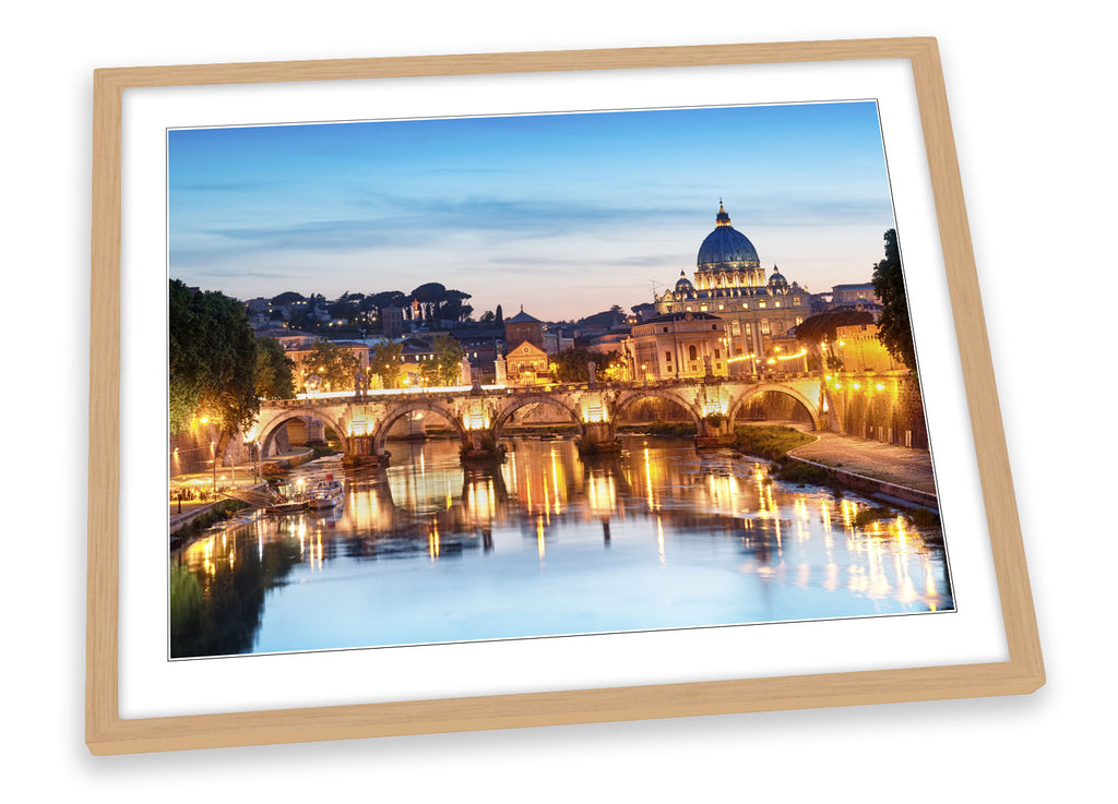 Rome Italy City Bridge River Framed