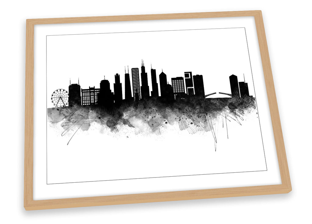 Chicago Abstract City Skyline Black Framed