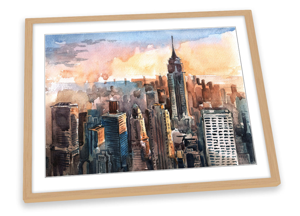 New York City Watercolour Framed