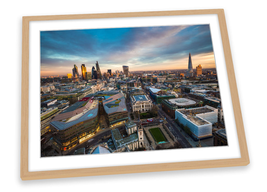 London Skyline City Multi-Coloured Framed