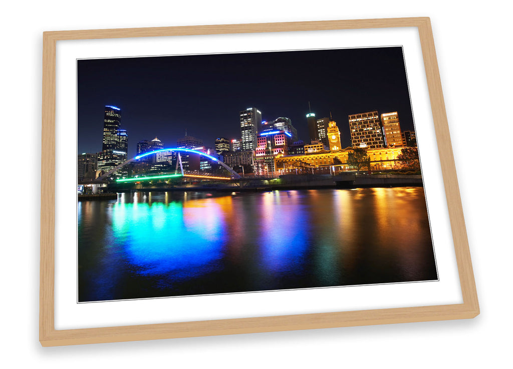 Australia Melbourne City Night Framed