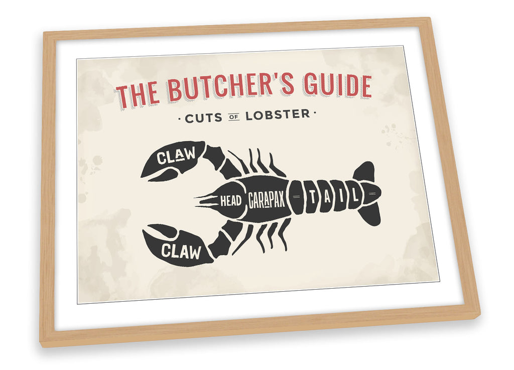 The Butcher's Cuts Guide Lobster Beige Framed
