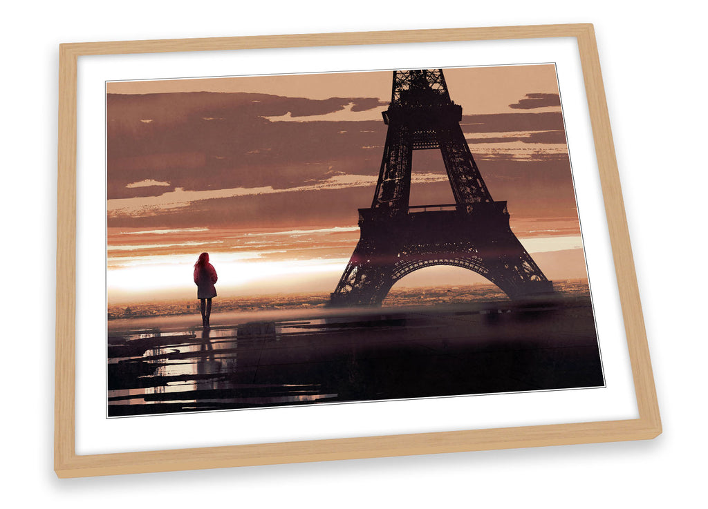 Alone in Paris Eiffel Tower Brown Framed