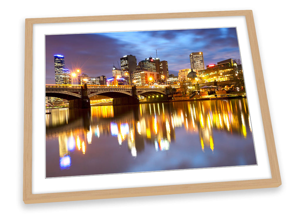 Melbourne Australia City Night Framed