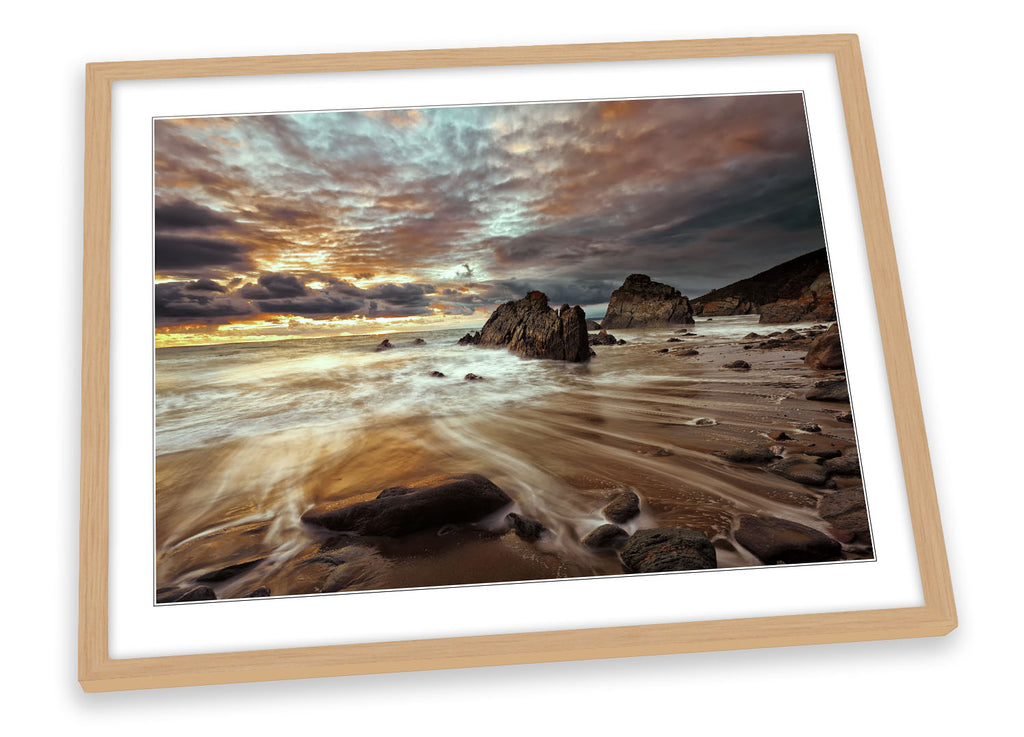 Seascape Beach Coast Sunset Framed