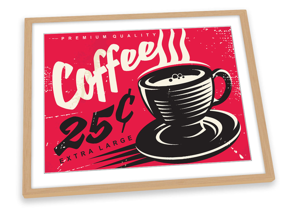 Coffee Retro Kitchen Sign Red Framed