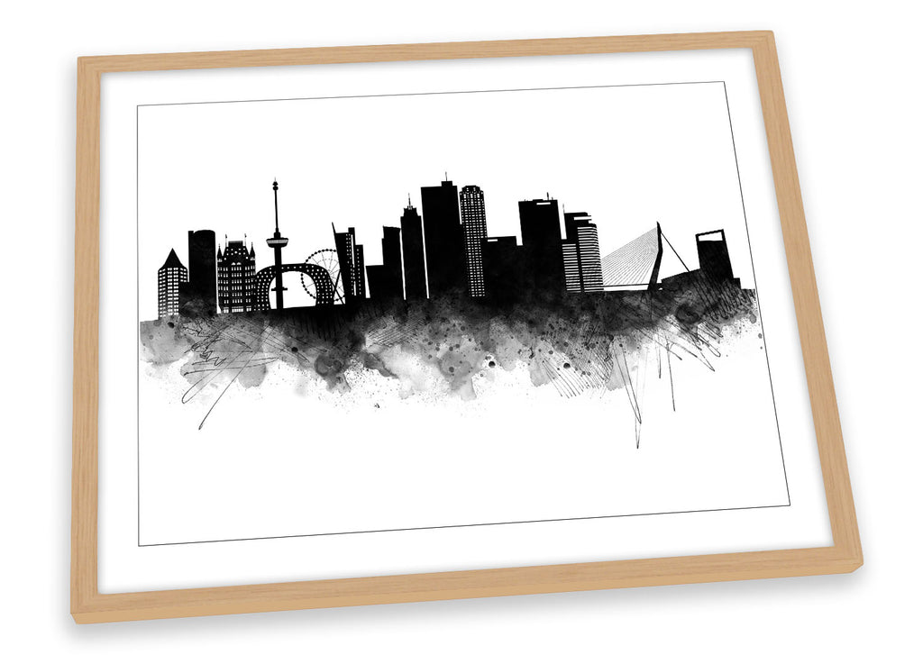 Rotterdam Abstract City Skyline Black Framed
