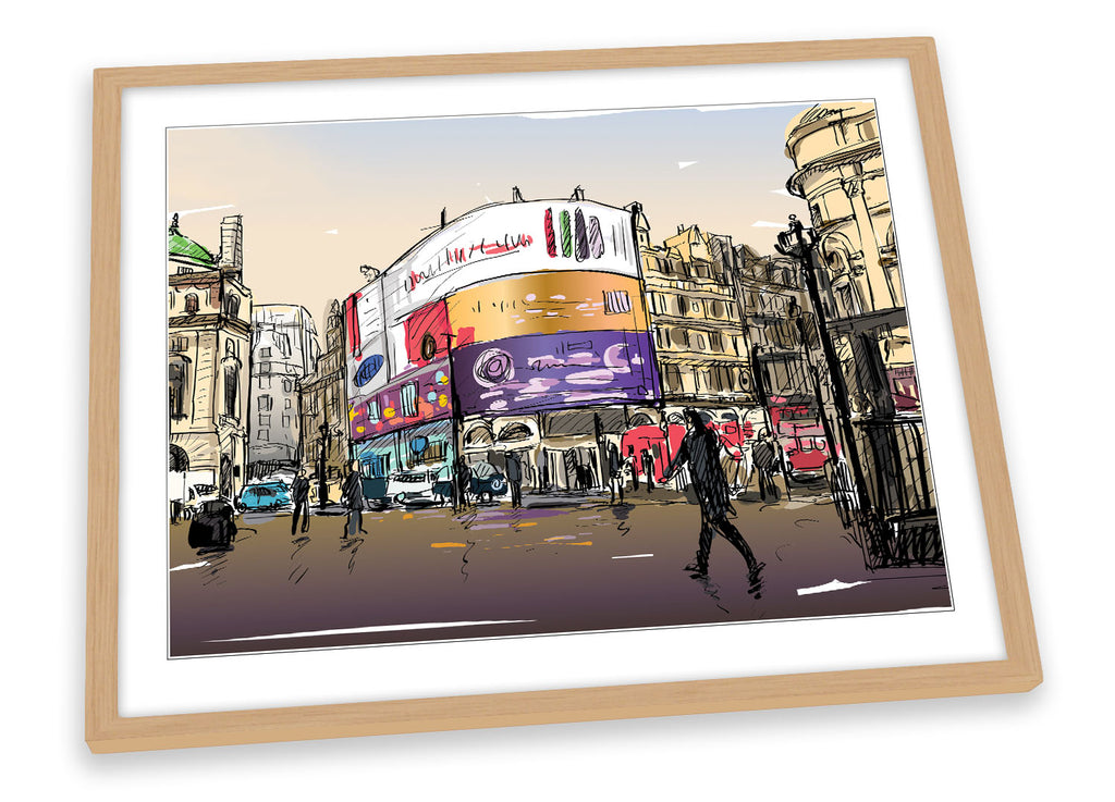 Picadilly Circus London Multi-Coloured Framed