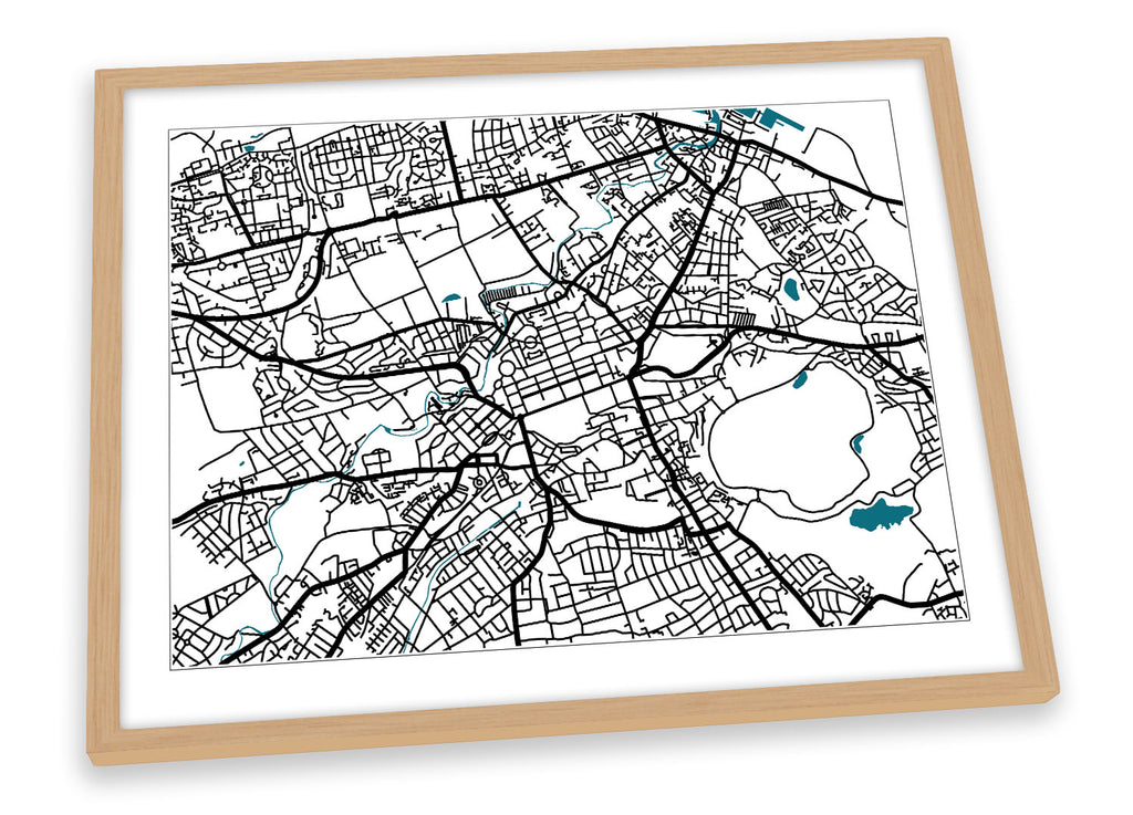 Edinburgh Map City Minimalistic Modern Framed