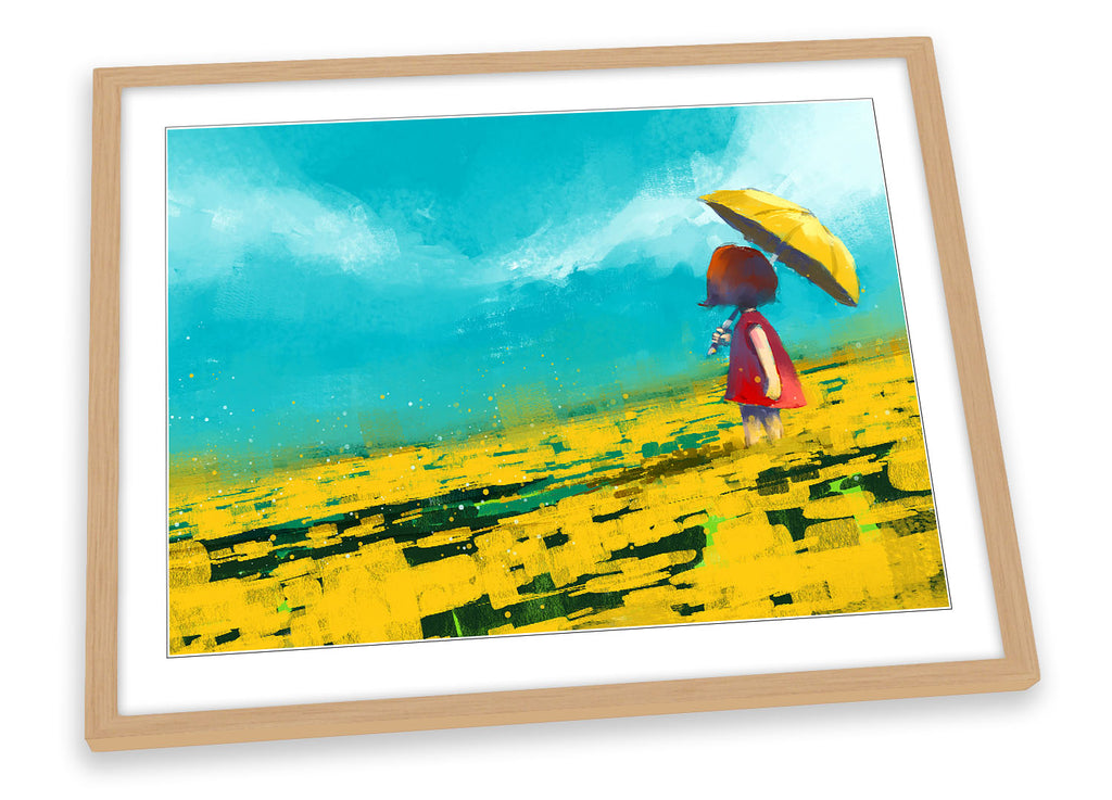 Yellow Umbrella Girl Framed