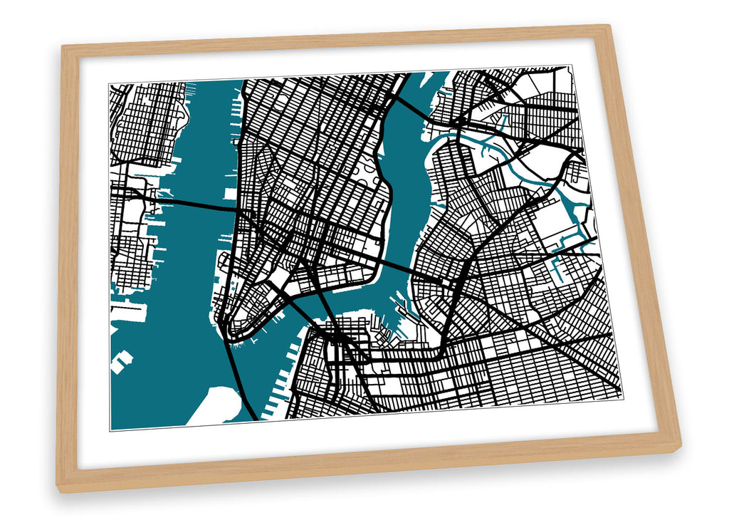 New York City Map Minimalistic Modern Framed