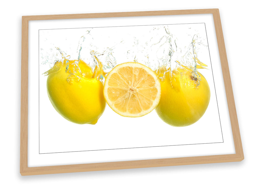 Water Splash Kitchen Lemon Yellow Framed
