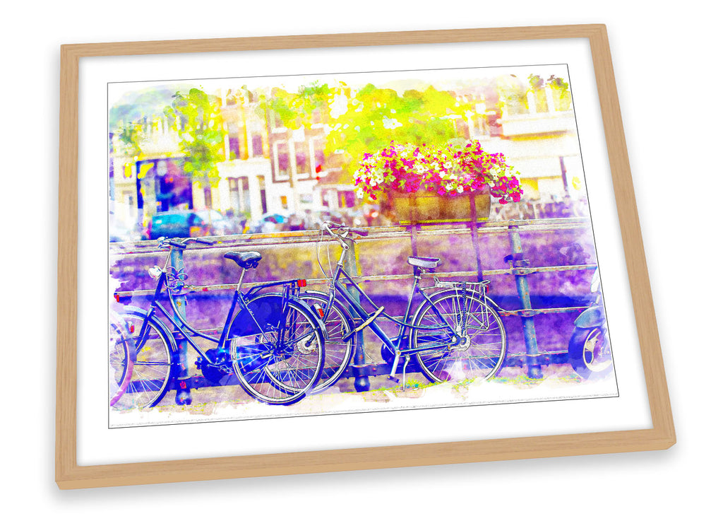 Amsterdam Bike City Watercolour Framed