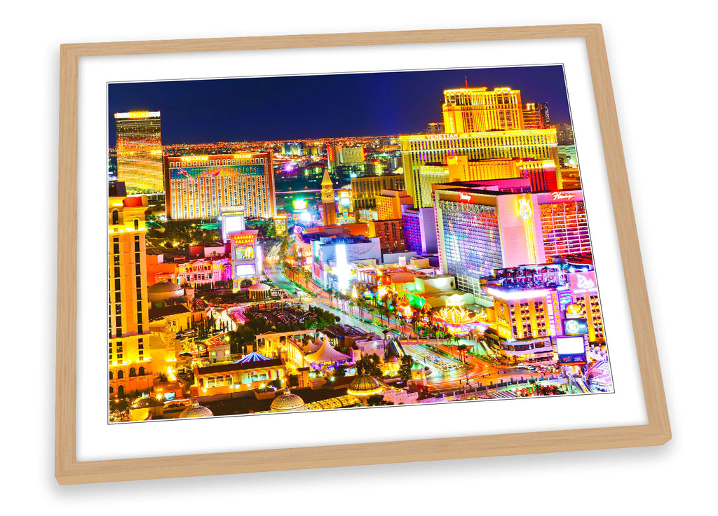 las Vegas Strip Skyline City Multi-Coloured Framed