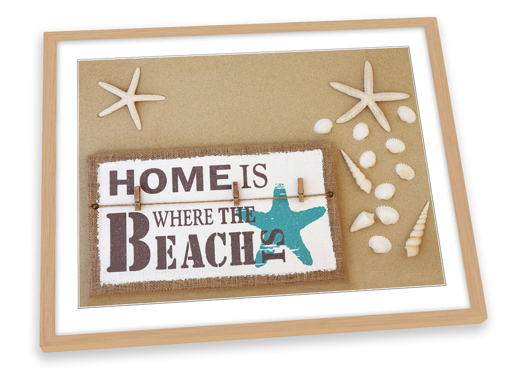 Home is Where Beach is Brown Framed