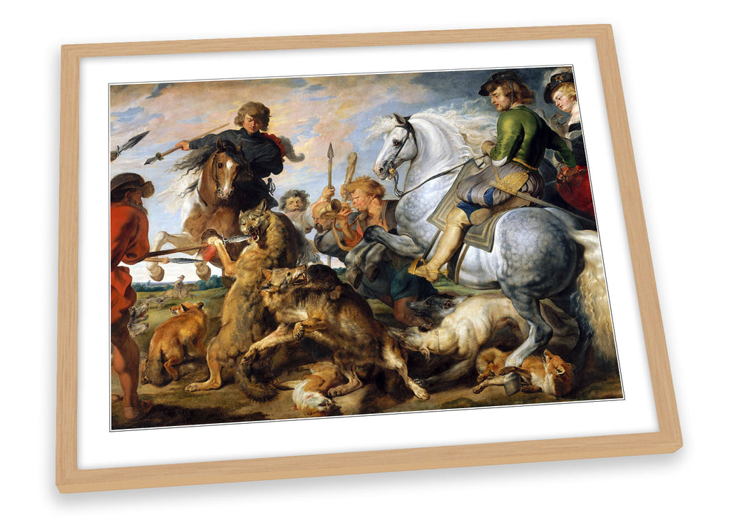 Wolf and Fox Hunt Peter Paul Rubens Framed