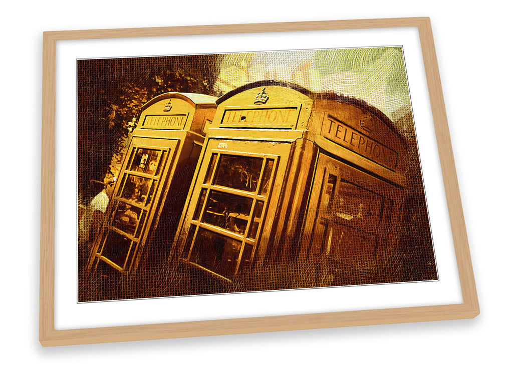 Iconic British Telephone Box Brown Framed