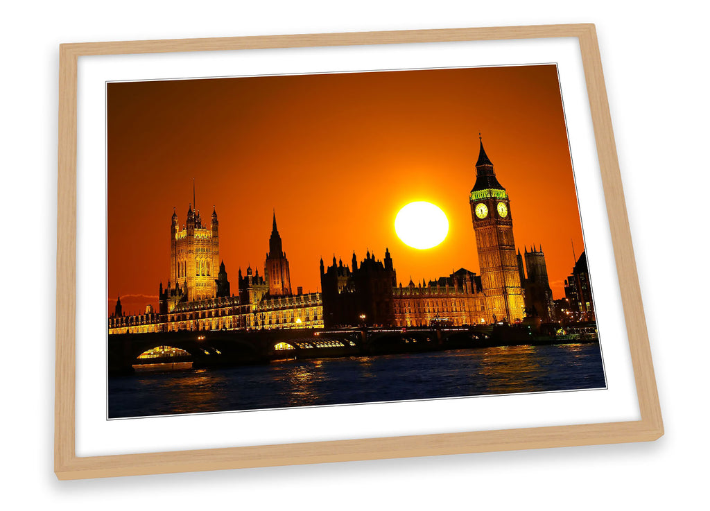 London City Big Ben Sunset Framed