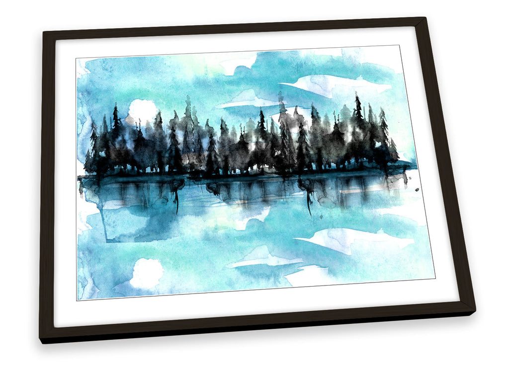 Forest River Watercolour Trees Framed