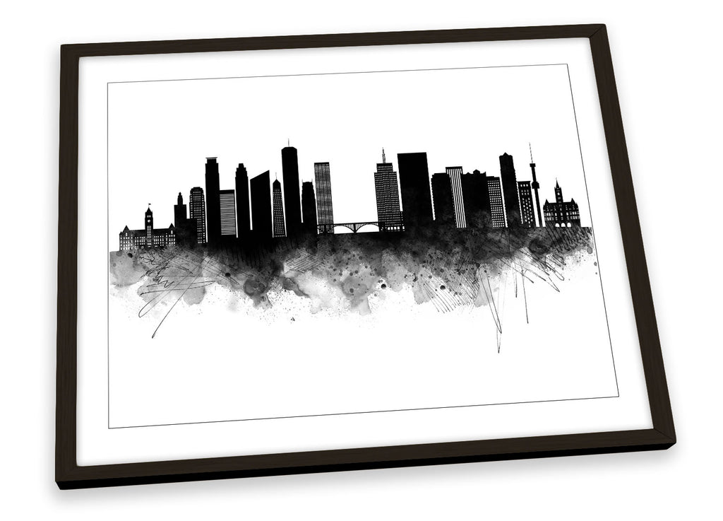 Twin Cities Abstract City Skyline Black Framed