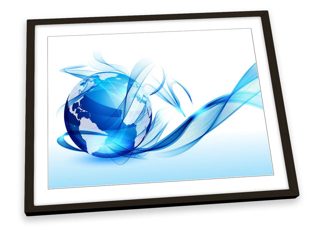 Abstract Globe Planet Blue Framed