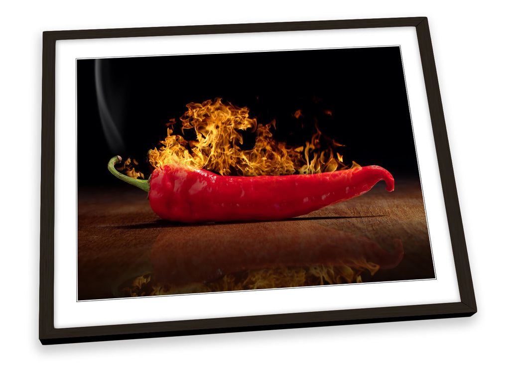 Red Hot Flaming Chilli Kitchen Framed