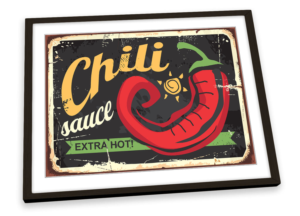 Chilli Sauce Retro Kitchen Red Framed