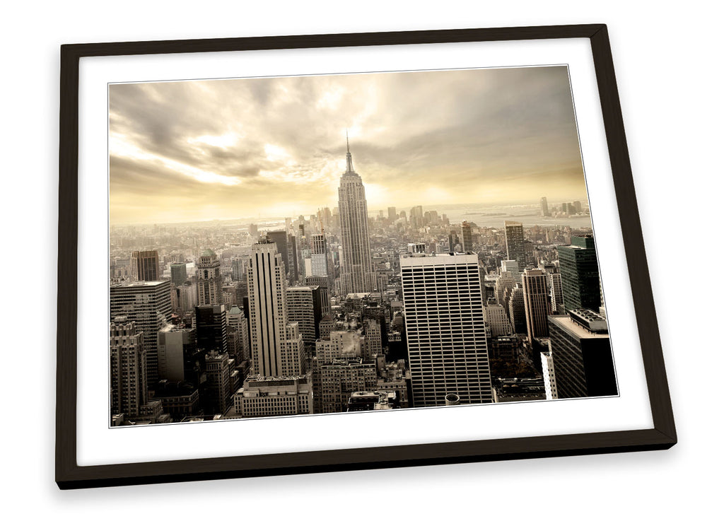 New York City Skyline Cream Framed