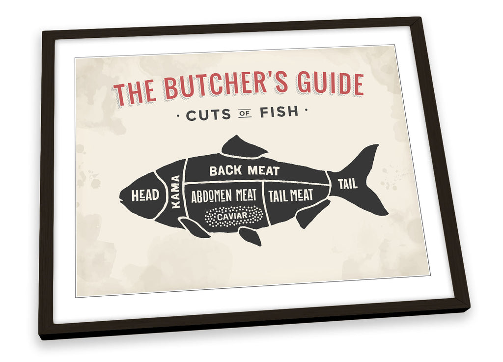 The Butcher's Cuts Guide Fish Beige Framed