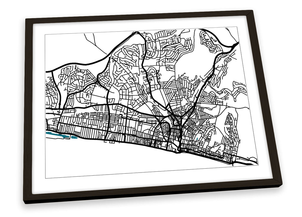 Brighton Map City Minimalistic Modern Framed