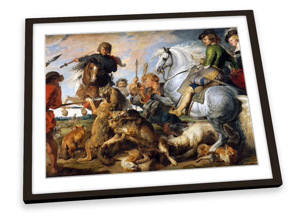 Wolf and Fox Hunt Peter Paul Rubens Framed