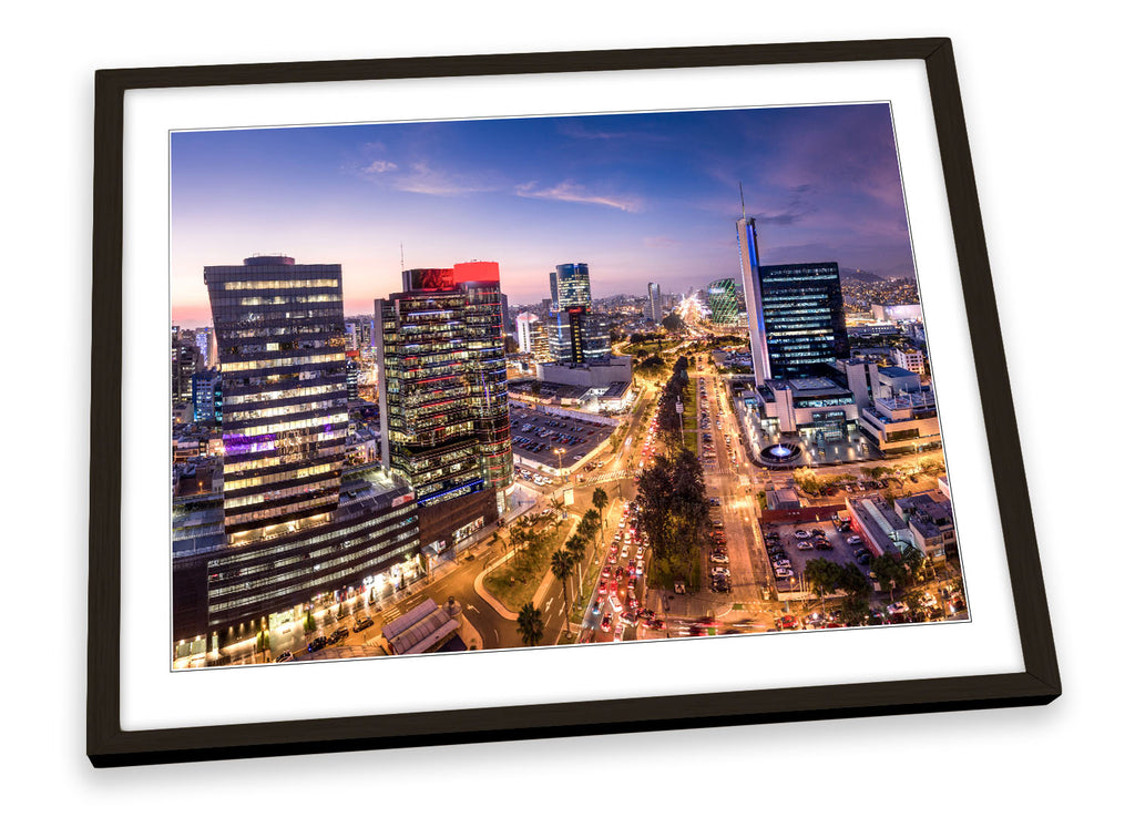 Lima City Skyline Peru Multi-Coloured Framed