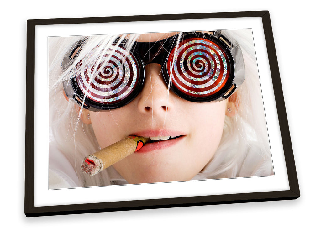 Fashion Girl Sunglasses Cigar Framed