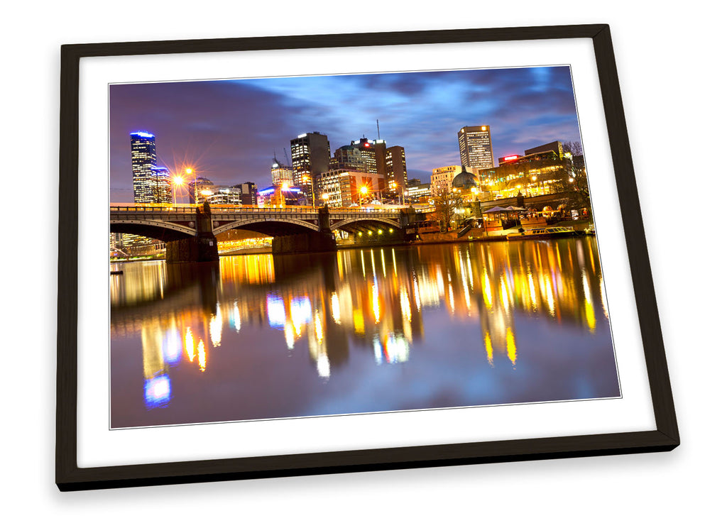 Melbourne Australia City Night Framed