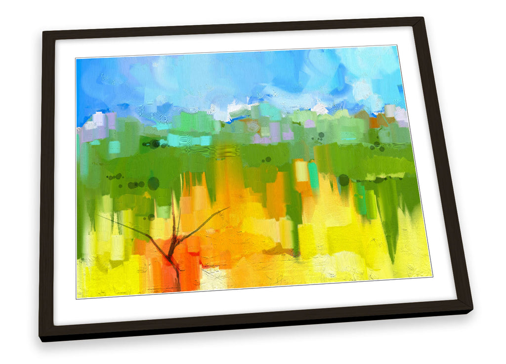Abstract Floral Forest Green Framed