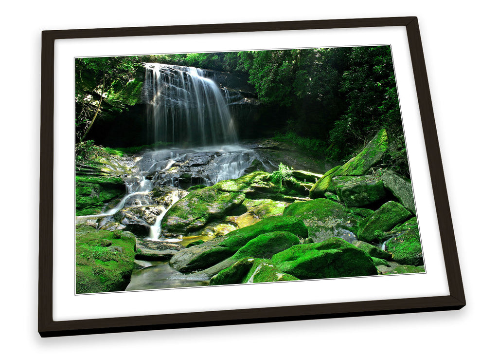Waterfall Rain Forest Green Framed