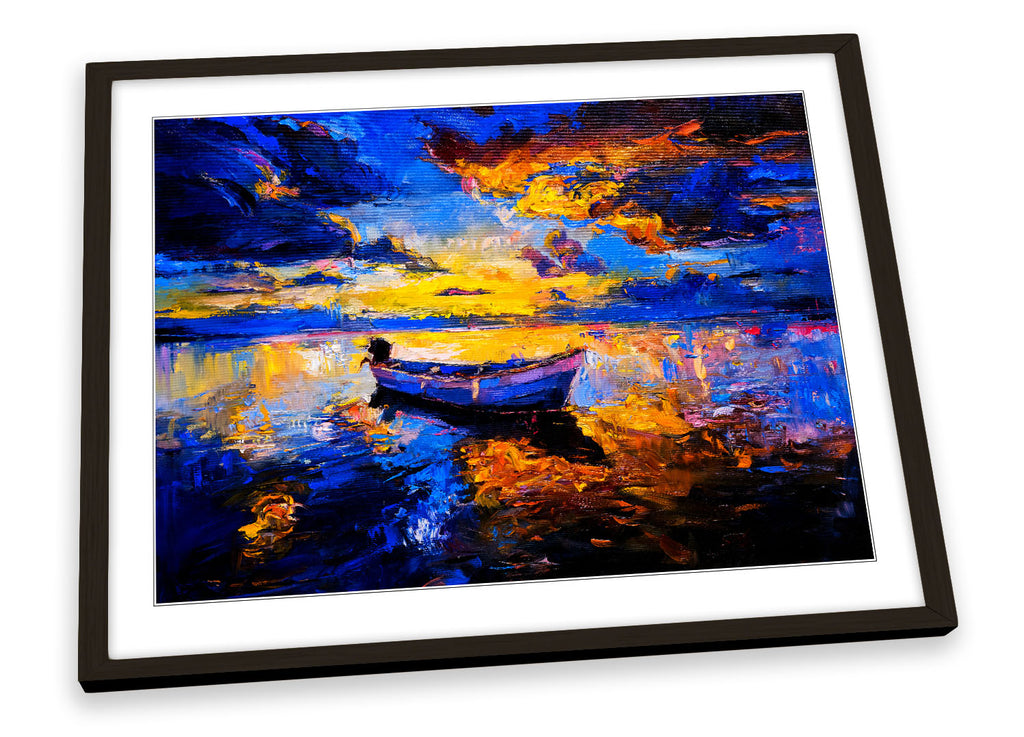 Sunset Boat Lake Seascape Framed