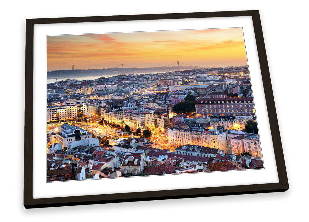 Lisbon Portugal Skyline Sunset Framed