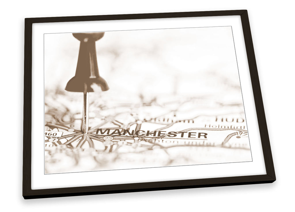 Map Manchester City Framed