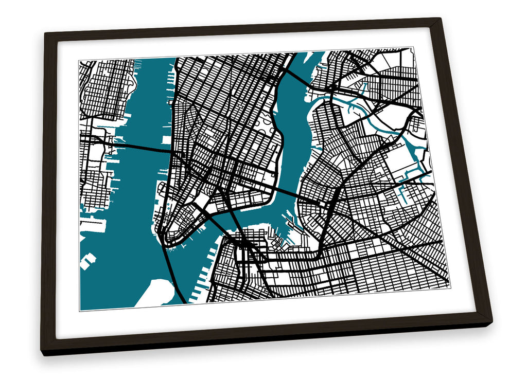 New York City Map Minimalistic Modern Framed