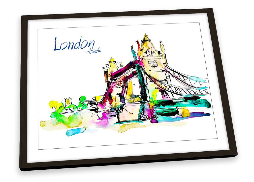 London Tower Bridge Multi-Coloured Framed