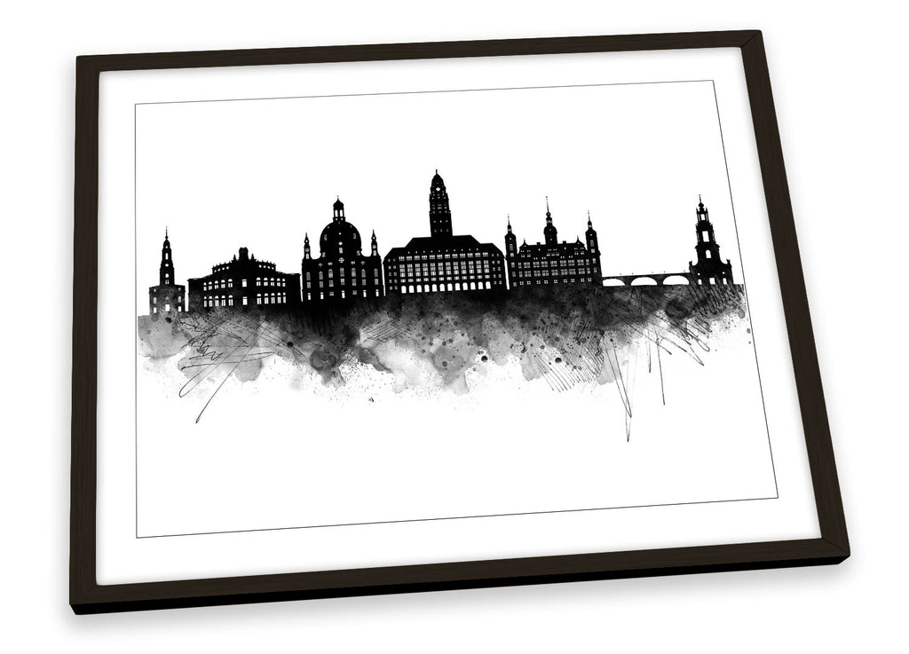 Dresden Abstract City Skyline Black Framed