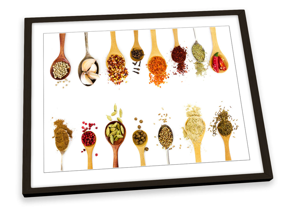 Spice Herbs Kitchen Spoons Framed