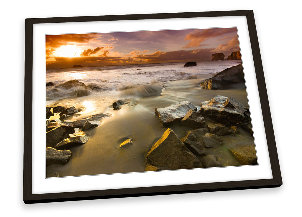 New Zealand Sunset Beach Framed