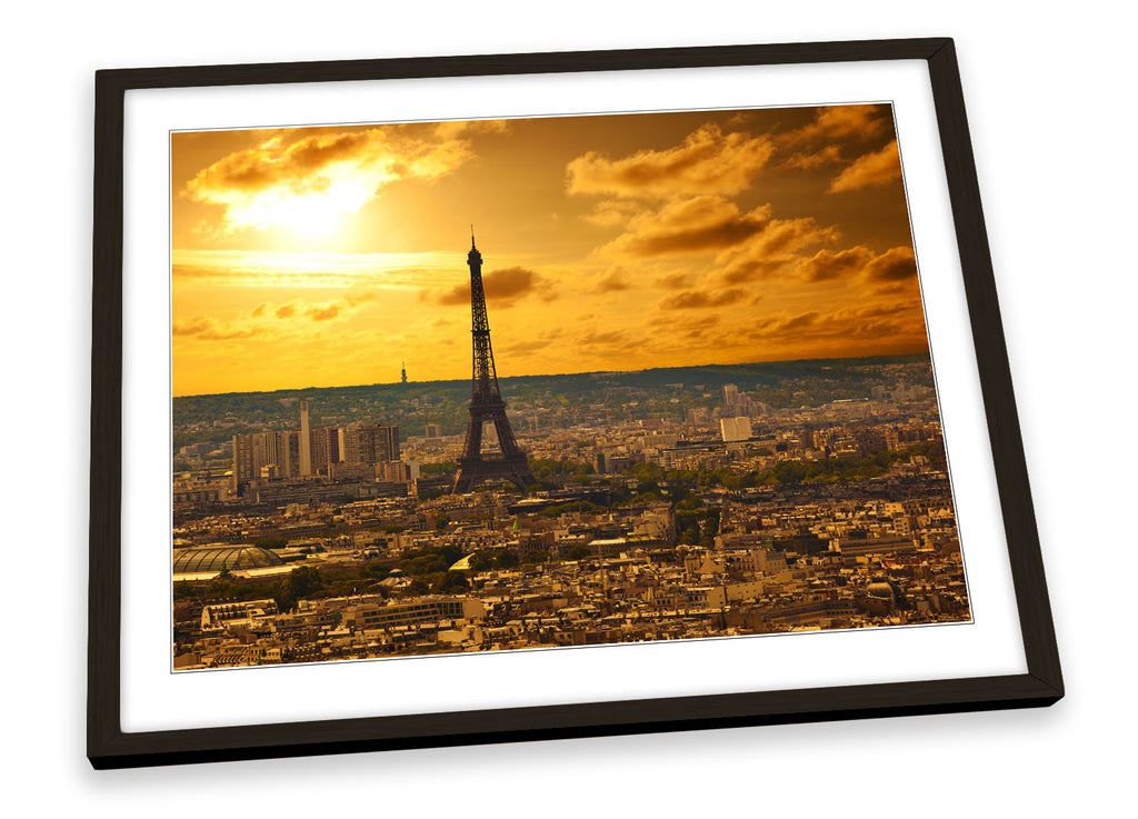 Paris Landmark Eiffel Tower Sunset Framed