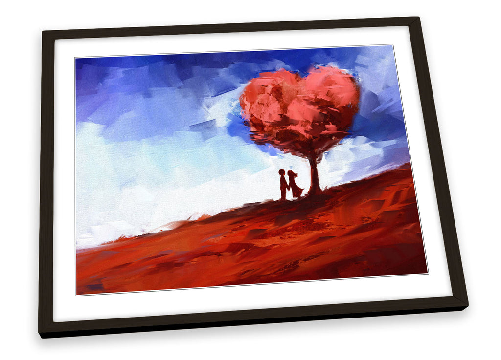 Red Love Heart Tree Framed
