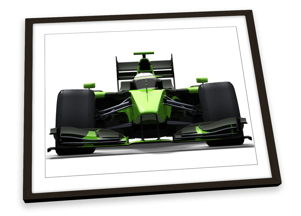 Green Race Car Formula One Framed