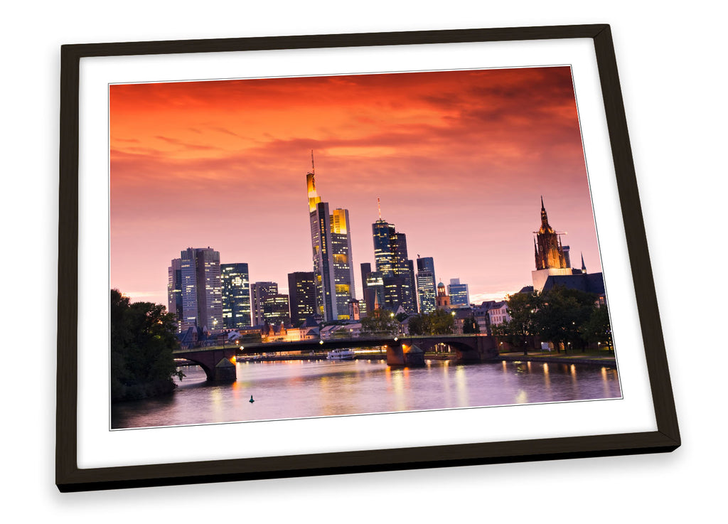 Frankfurt Skyline Sunset Framed