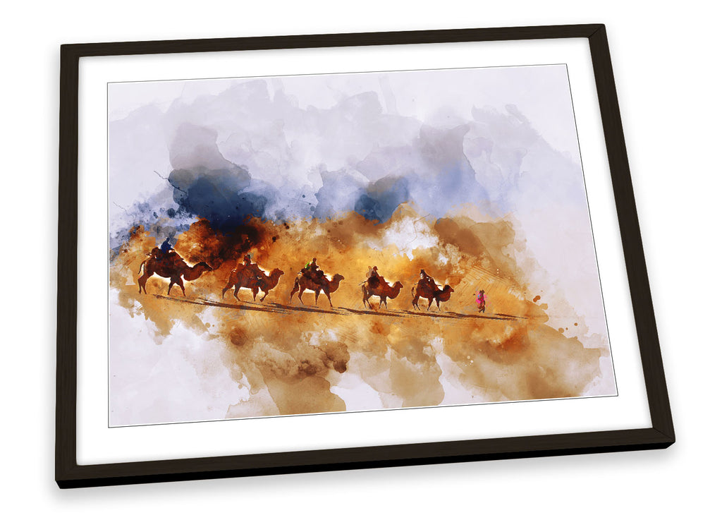 Camels Desert Abstract Egypt Framed