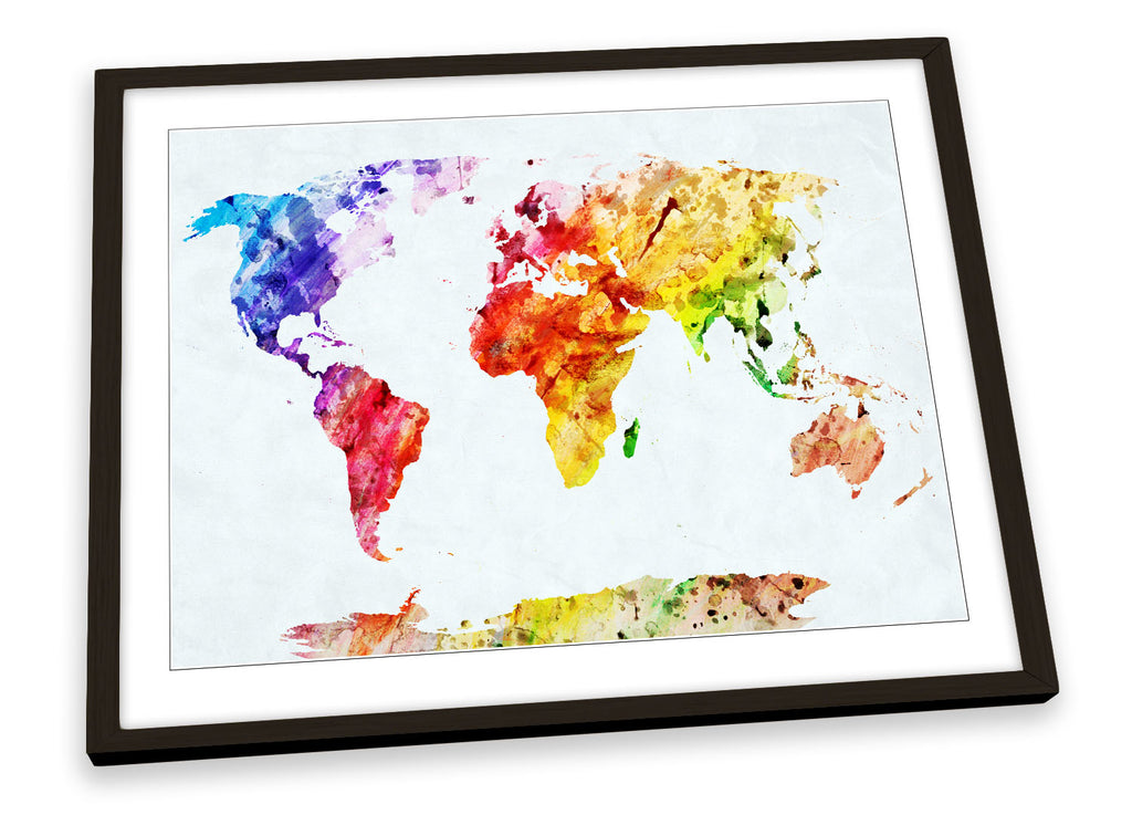 Map of the World Colourful Framed